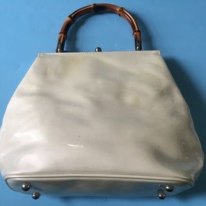 Che Rosita Patent Leather Handbag Bamboo Handle